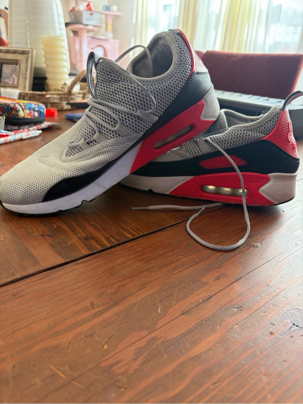 Nike Men's Gray and Red Mesh AIRMAX